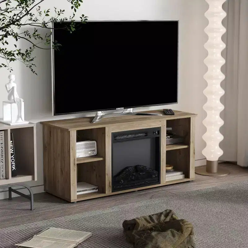 Meuble TV Homlux moderne avec cheminée électrique, pour téléviseurs jusqu'à 55 pouces