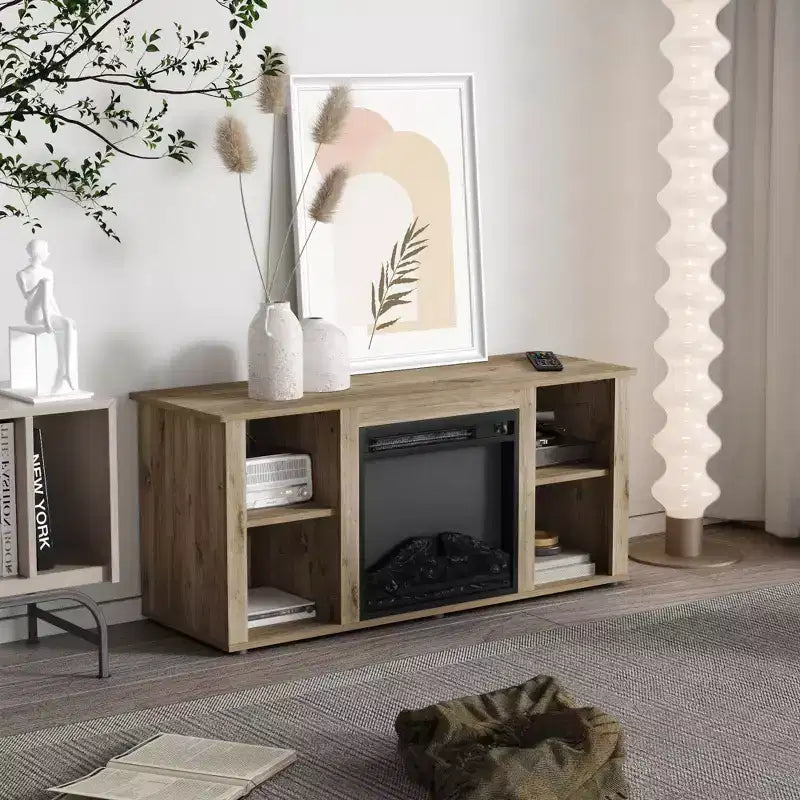 Meuble TV Homlux moderne avec cheminée électrique, pour téléviseurs jusqu'à 55 pouces