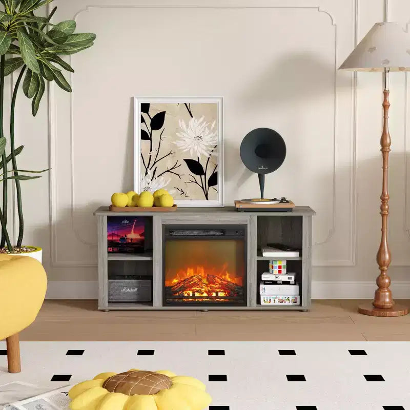 Meuble TV Homlux moderne avec cheminée électrique, pour téléviseurs jusqu'à 55 pouces