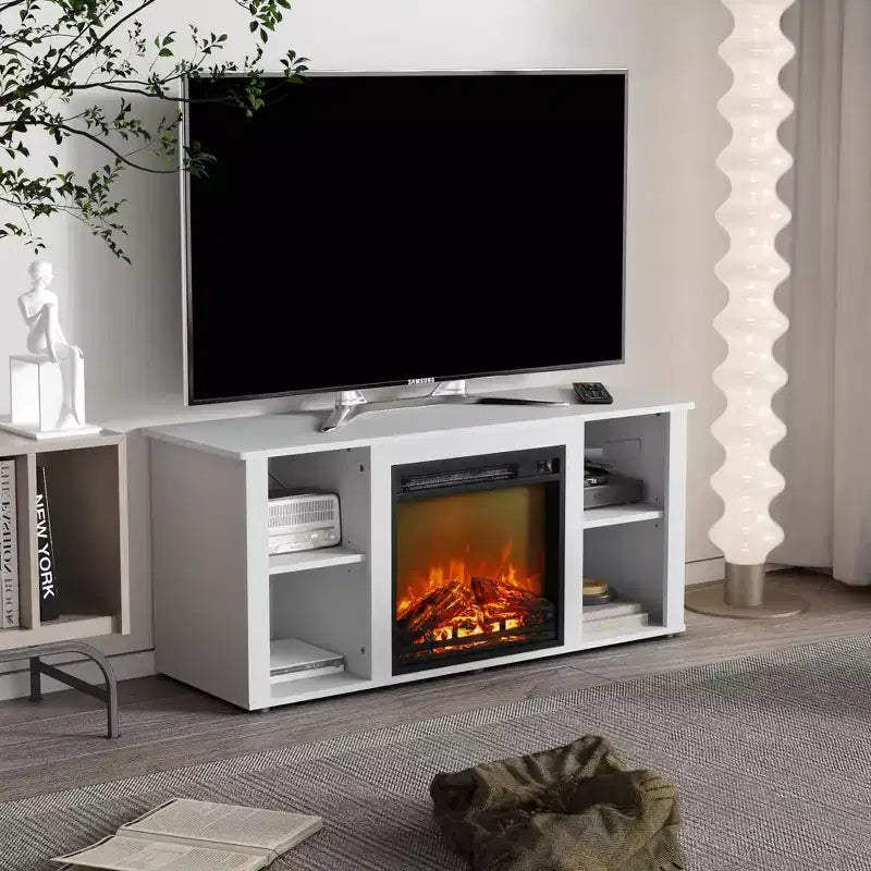 Meuble TV Homlux moderne avec cheminée électrique, pour téléviseurs jusqu'à 55 pouces