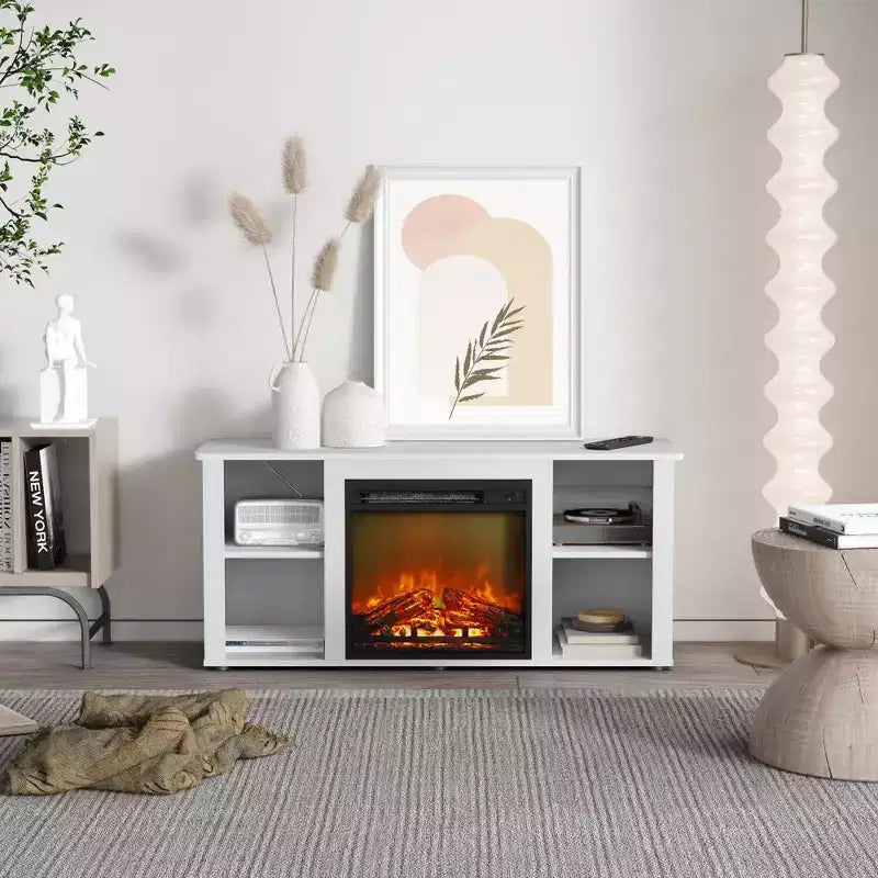 Meuble TV Homlux moderne avec cheminée électrique, pour téléviseurs jusqu'à 55 pouces