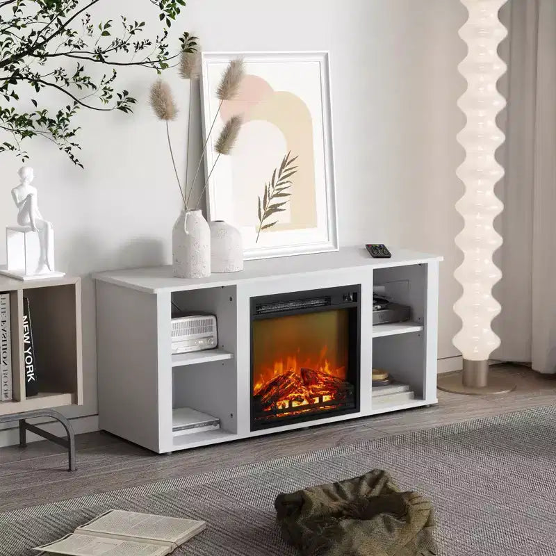 Meuble TV Homlux moderne avec cheminée électrique, pour téléviseurs jusqu'à 55 pouces