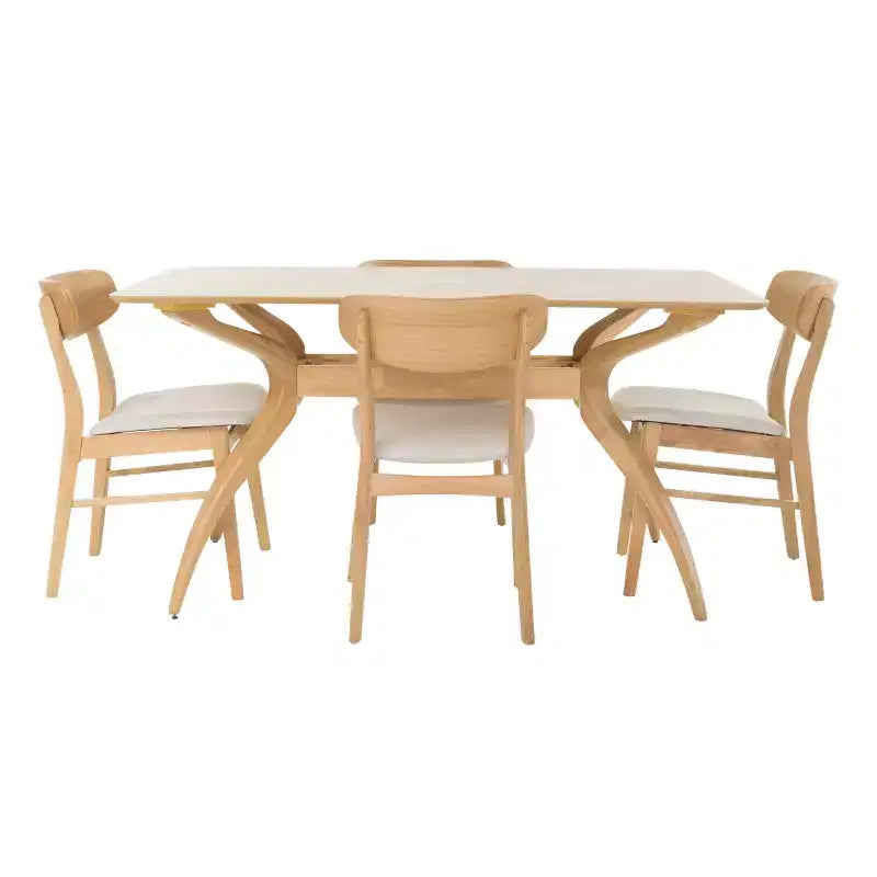 Christopher Knight Home Fausett, ensemble de 5 pièces de salle à manger en bois rembourré en tissu, style milieu de siècle moderne
