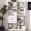 GDFStudio Taliyah Contemporary 9 Cubbies Display Bookshelf with Door, Pegboard and 2 Drawers