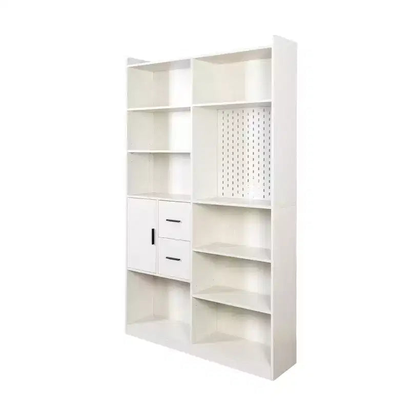 GDFStudio Taliyah Bibliothèque contemporaine 9 casiers avec porte, panneau perforé et 2 tiroirs