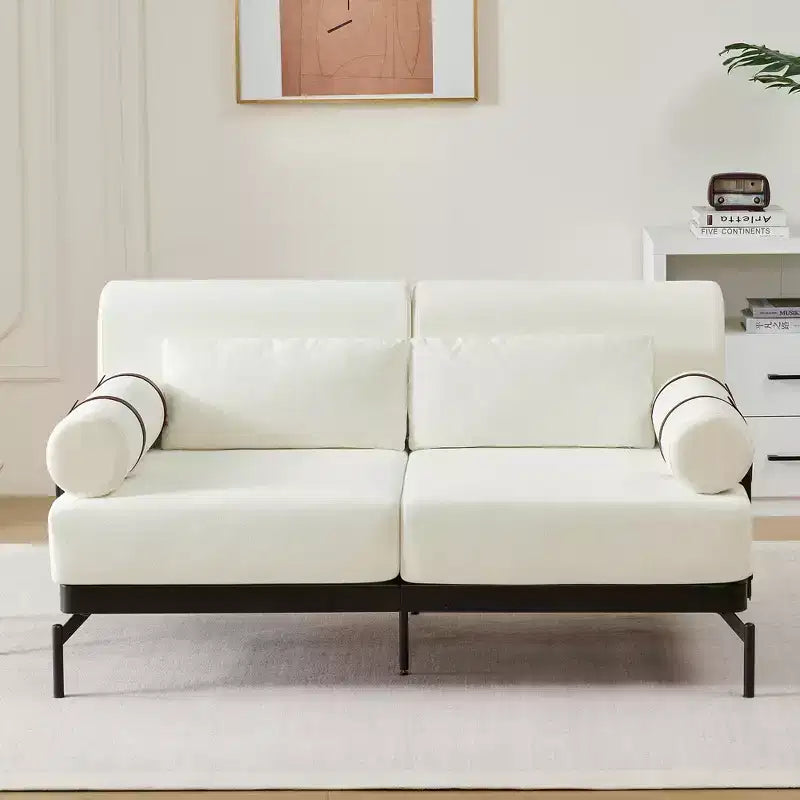 MAYEERTY Modern Loveseat Sofa with Unique Cylindrical Armrests for Living Room Beige