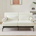 MAYEERTY Modern Loveseat Sofa with Unique Cylindrical Armrests for Living Room Beige