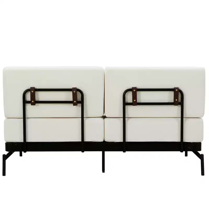 Canapé deux places moderne MAYEERTY avec accoudoirs cylindriques uniques pour salon - Beige