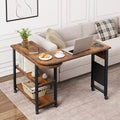 Sofa Table 360Rotating Tabletop End Table, 2-Tier Side Table with Charging Station, Sturdy End Table for Living Room, Bedroom, Entry Way Study Room