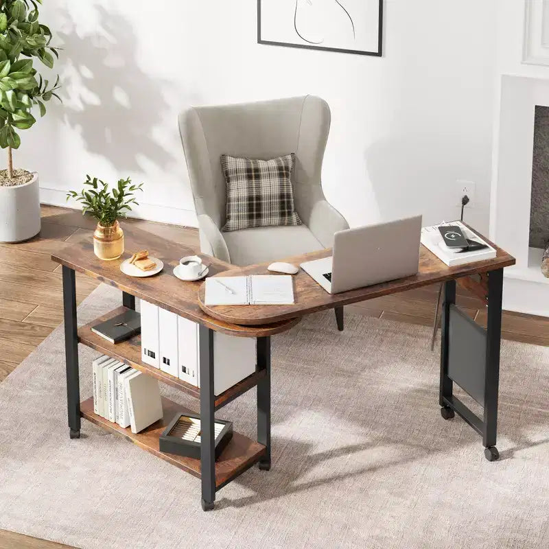 Table d'appoint pivotante à 360° pour canapé, table d'appoint à 2 niveaux avec station de charge, table d'appoint robuste pour salon, chambre, entrée, bureau