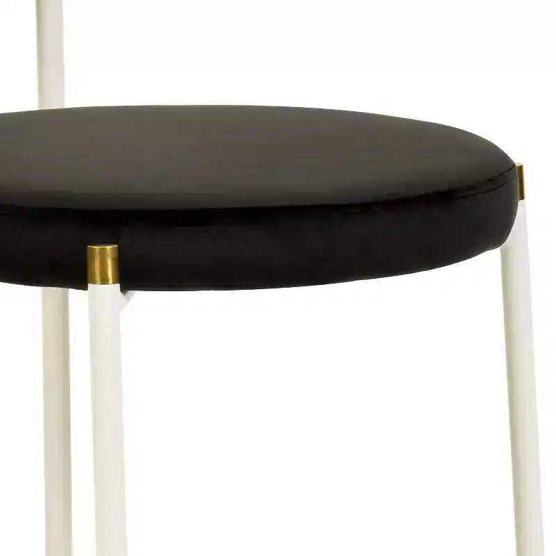 Chaises de salle à manger LeisureMod Euston en velours et rotin à dossier ouvert, ensemble de 2, base en acier inoxydable, sièges modernes et confortables pour cuisine, salle à manger, café