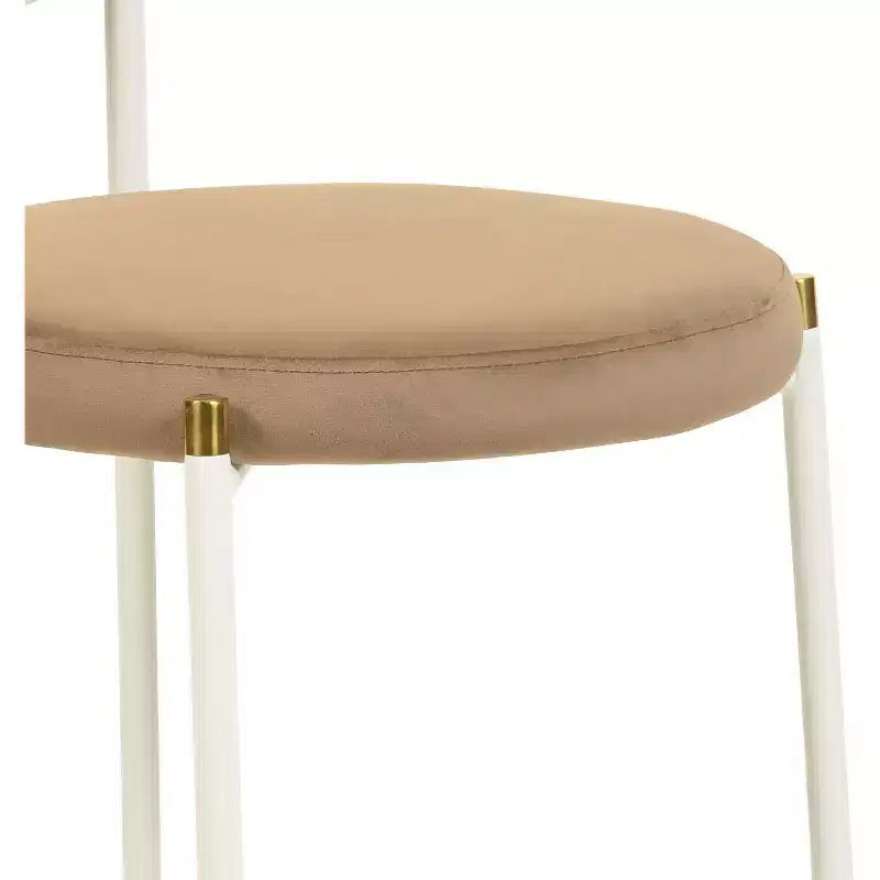 Chaises de salle à manger LeisureMod Euston en velours et rotin à dossier ouvert, ensemble de 2, base en acier inoxydable, sièges modernes et confortables pour cuisine, salle à manger, café