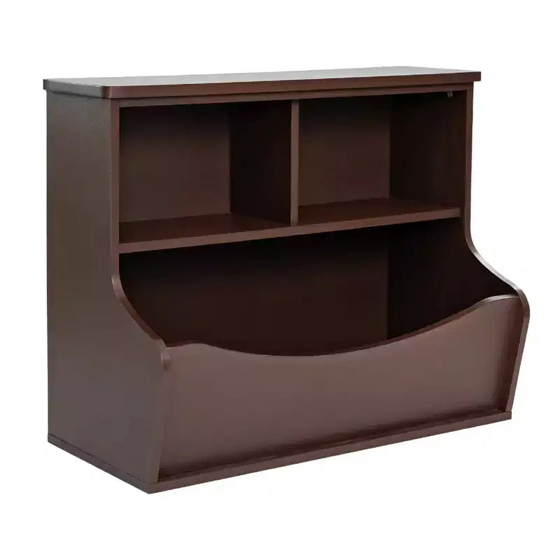 PJ Wood Multi-Functional Bookcase, Store or Display Books of Different Sizes, Wooden Floor Standing Shelf Organizer for Home or Office, Espresso
