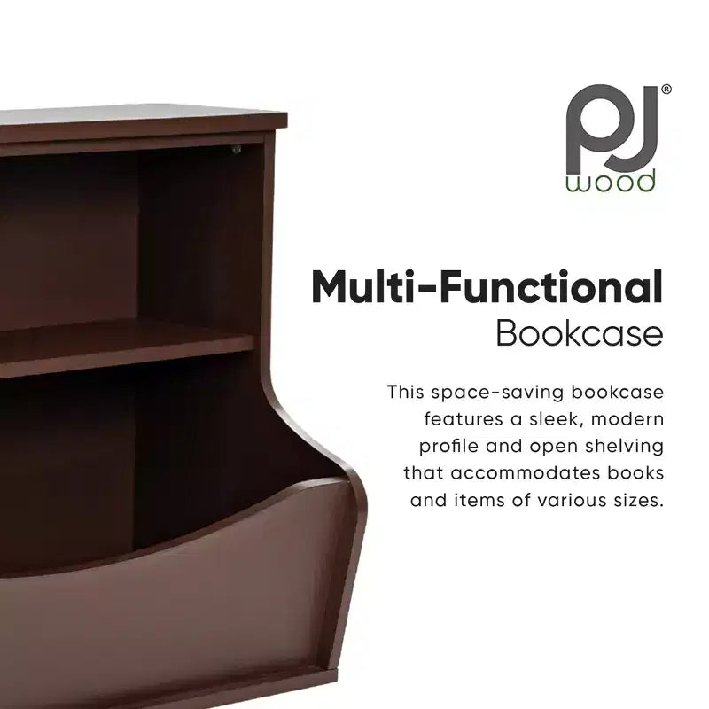 Étagère multifonctionnelle PJ Wood, rangez ou exposez des livres de différentes tailles, étagère de rangement en bois sur pied pour la maison ou le bureau, Espresso