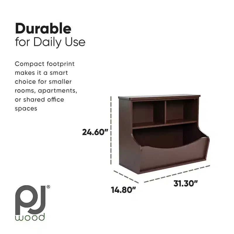 Étagère multifonctionnelle PJ Wood, rangez ou exposez des livres de différentes tailles, étagère de rangement en bois sur pied pour la maison ou le bureau, Espresso