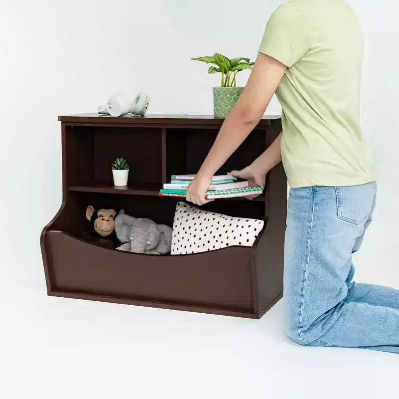 Étagère multifonctionnelle PJ Wood, rangez ou exposez des livres de différentes tailles, étagère de rangement en bois sur pied pour la maison ou le bureau, Espresso