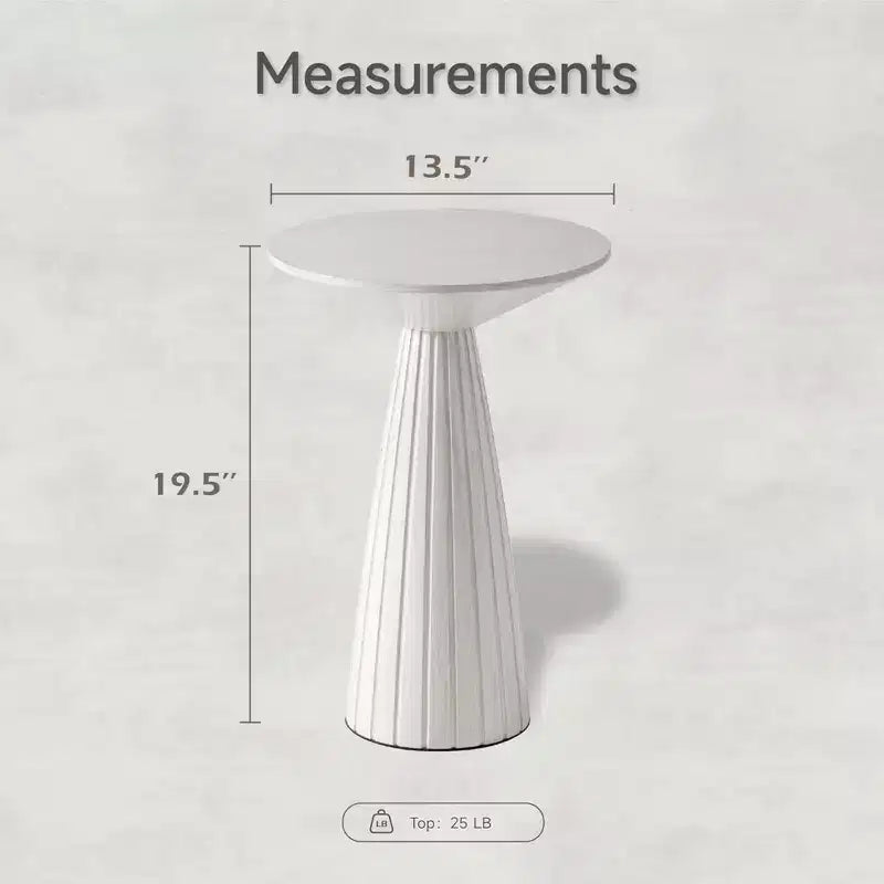 COZAYH Petite table d'appoint ronde Martini avec finition texturée et assemblage rapide pour salons ou chambres, supporte jusqu'à 11,3 kg, blanc
