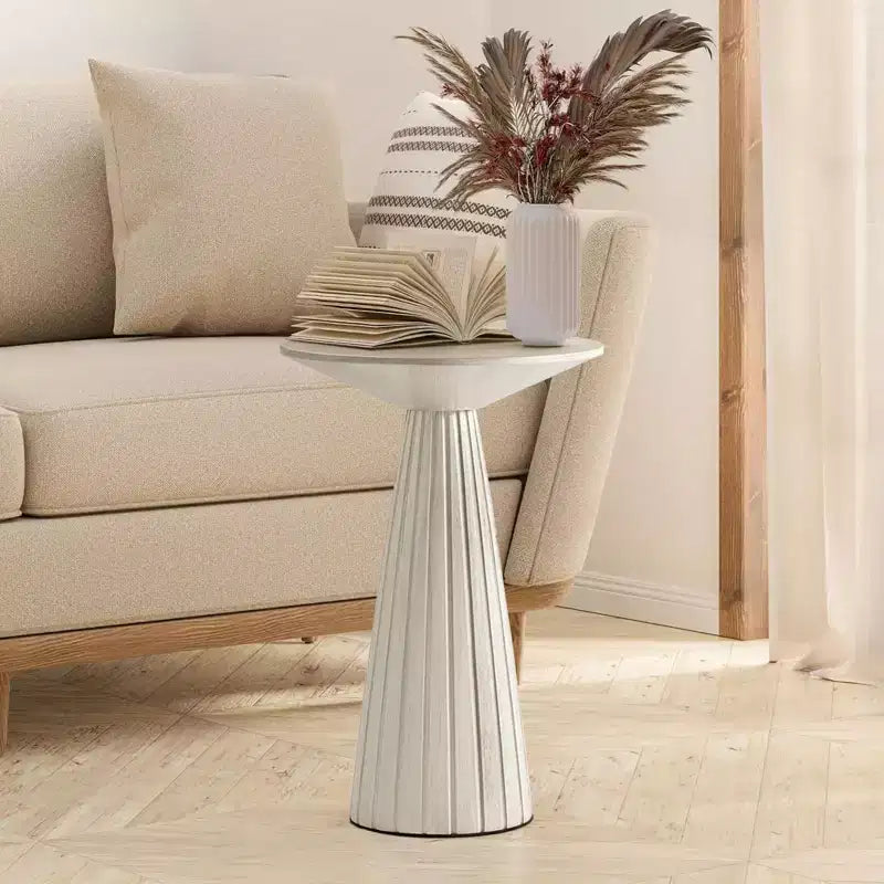 COZAYH Petite table d'appoint ronde Martini avec finition texturée et assemblage rapide pour salons ou chambres, supporte jusqu'à 11,3 kg, blanc