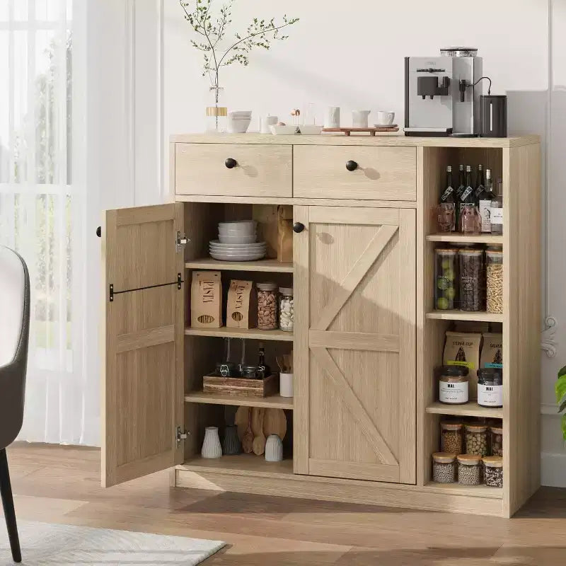 Meubles de rangement multi-usages avec portes et tiroirs, meuble à chaussures étroit avec étagères réglables