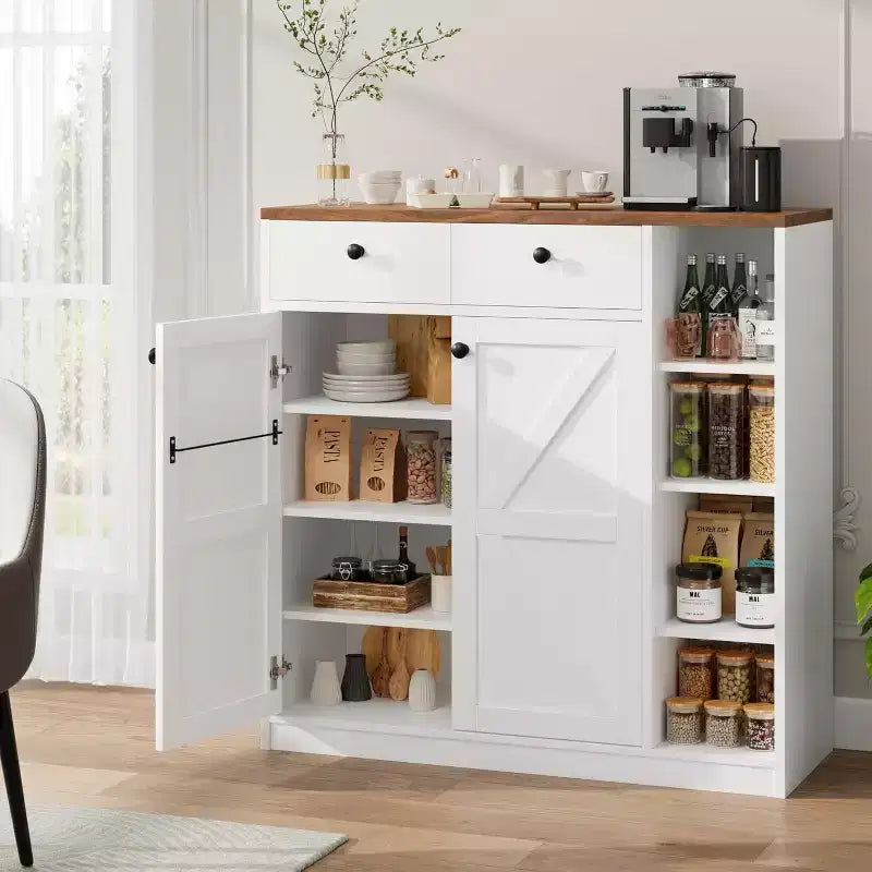 Meubles de rangement multi-usages avec portes et tiroirs, meuble à chaussures étroit avec étagères réglables