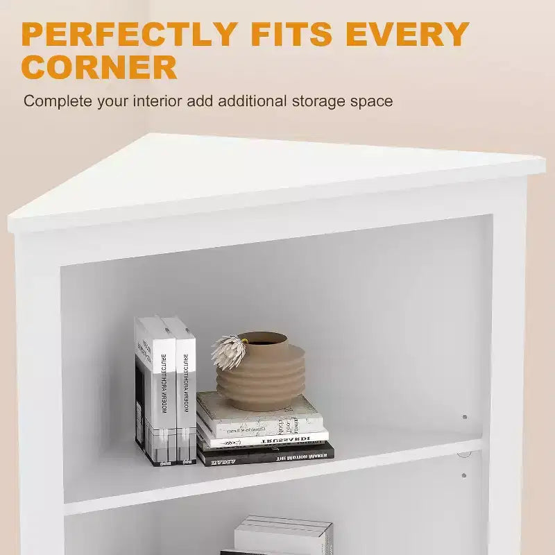 Meuble d'angle en rotin avec 2 portes et 3 étagères ouvertes, meuble de rangement d'angle avec étagère réglable