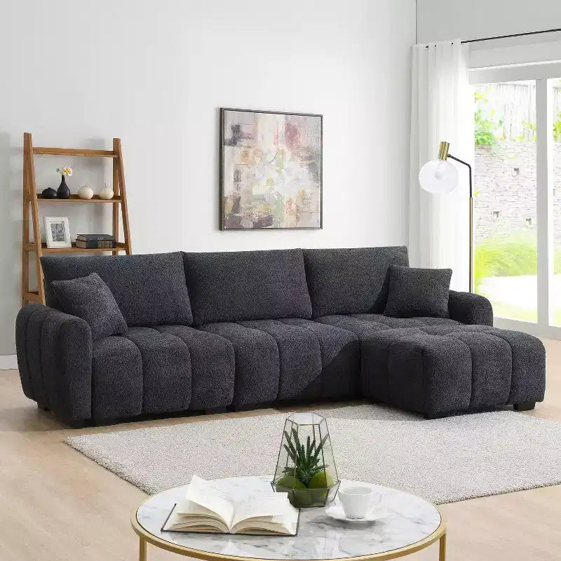 Merax L-Shaped Sectional Sofa with Free-Moving Ottoman
