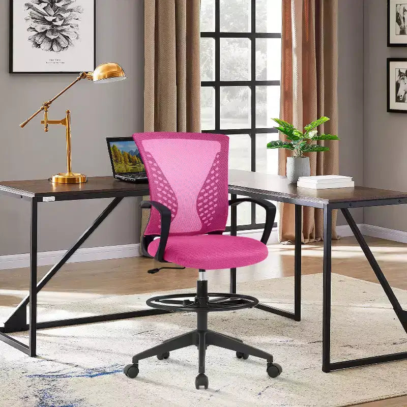 FDW Chaise de bureau haute avec hauteur réglable et dossier en maille respirante