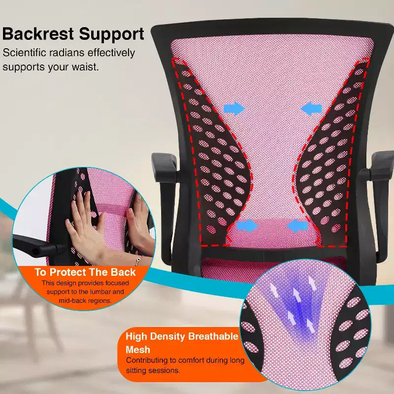 FDW Chaise de bureau haute avec hauteur réglable et dossier en maille respirante