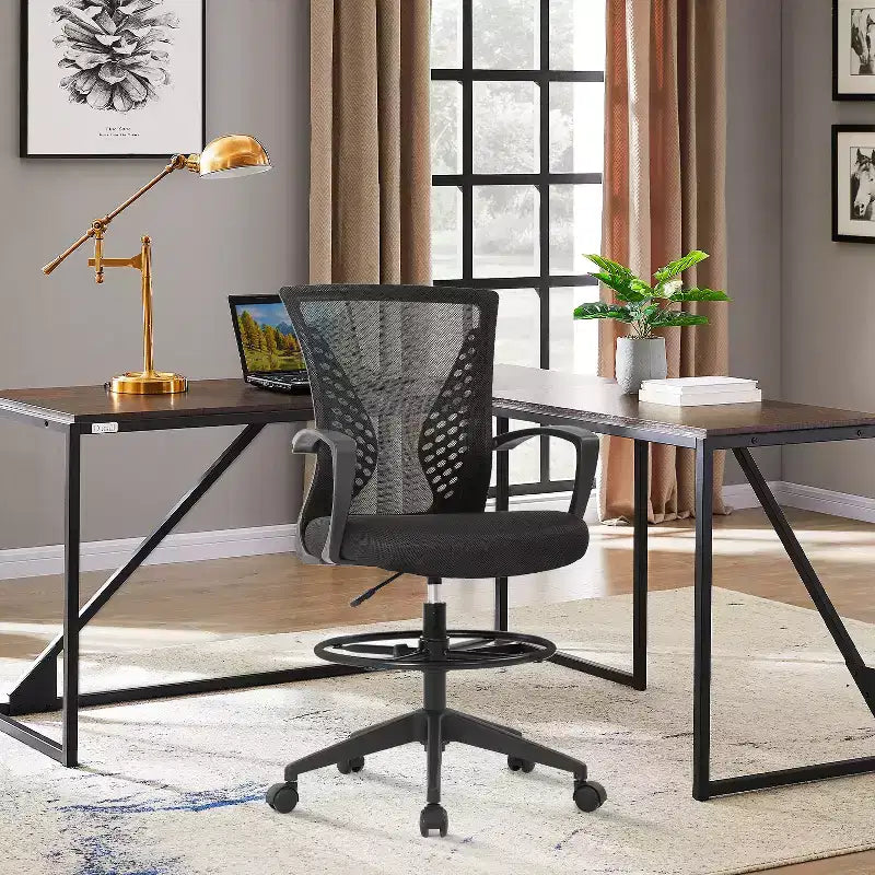 FDW Chaise de bureau haute avec hauteur réglable et dossier en maille respirante
