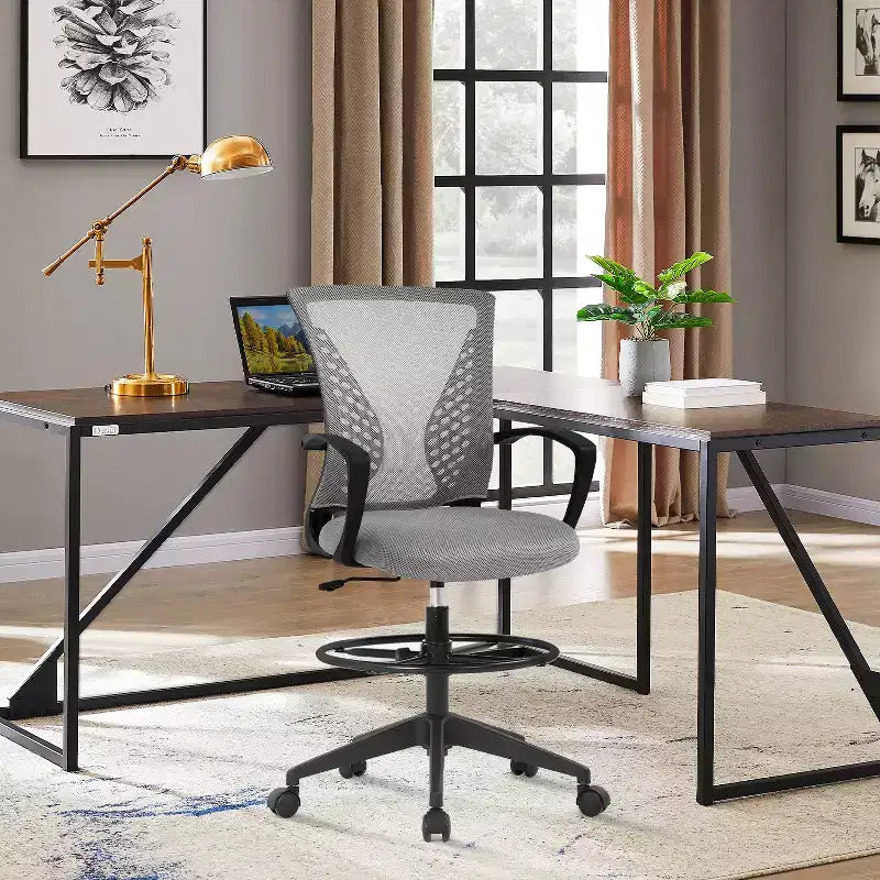 FDW Chaise de bureau haute avec hauteur réglable et dossier en maille respirante