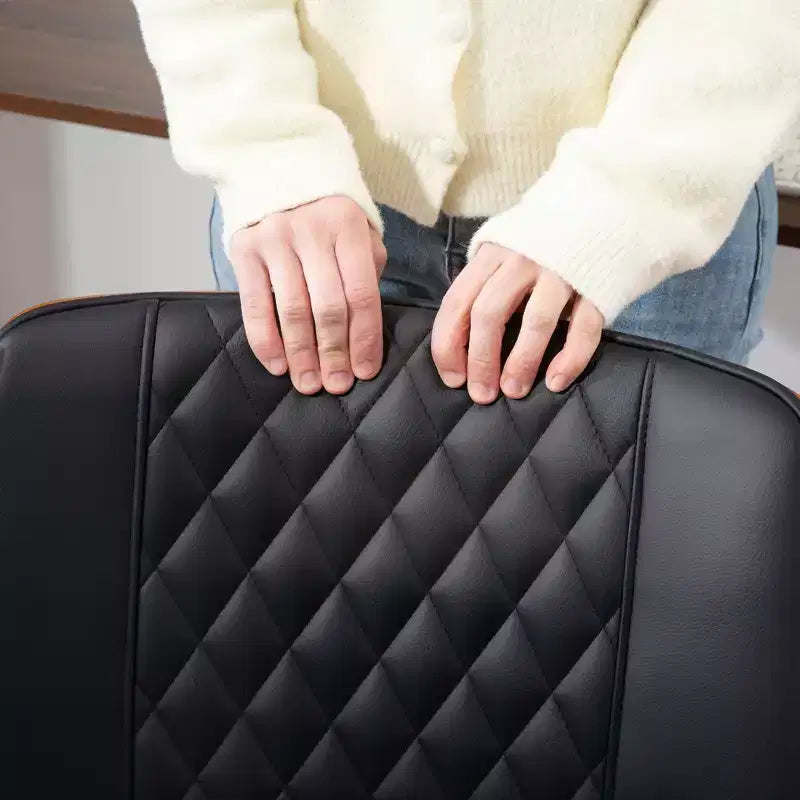 HOMCOM Chaise de bureau sans accoudoirs à roulettes, fauteuil de bureau mi-dossier en cuir PU avec hauteur réglable, pivotant à 360° pour bureau, salle de réunion