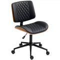 HOMCOM Chaise de bureau sans accoudoirs à roulettes, fauteuil de bureau mi-dossier en cuir PU avec hauteur réglable, pivotant à 360° pour bureau, salle de réunion
