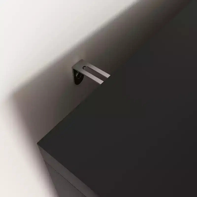 MAYEERTY Bibliothèque haute en verre trempé avec étagères réglables, Armoire 4 portes en MDF peint noir pour salon/chambre à coucher