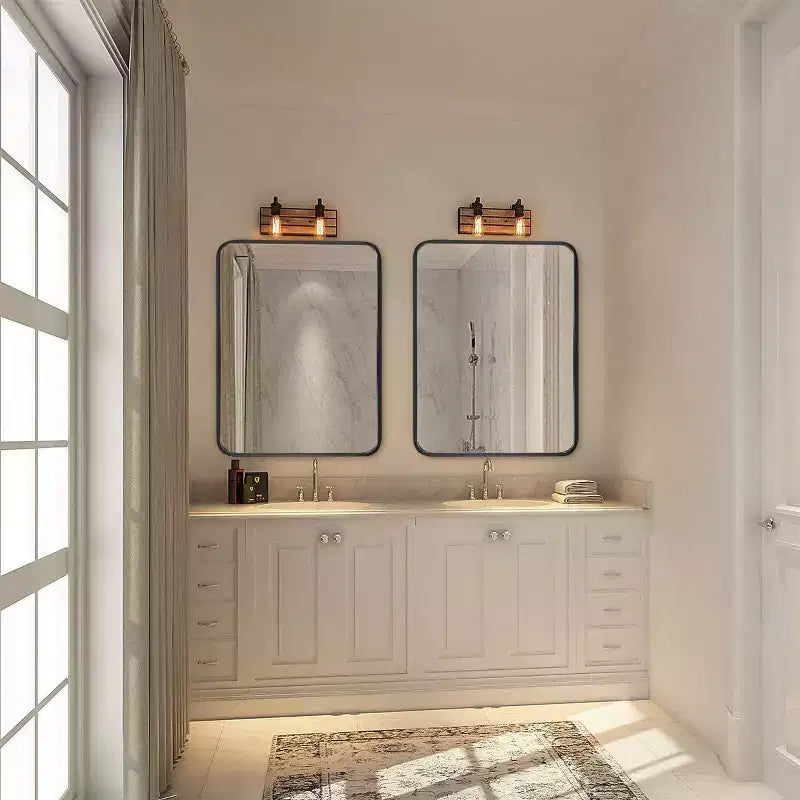 Miroir mural rectangulaire de salle de bain à cadre en métal noir – Élégant et durable