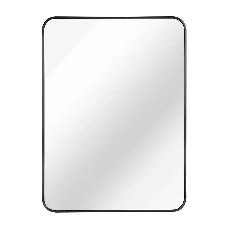 Miroir mural rectangulaire de salle de bain à cadre en métal noir – Élégant et durable
