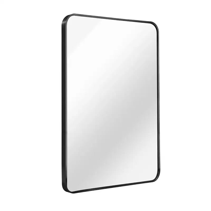Miroir mural rectangulaire de salle de bain à cadre en métal noir – Élégant et durable
