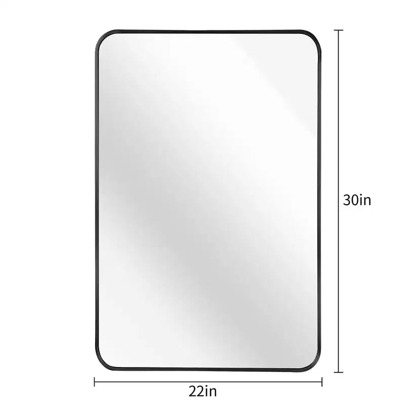 Miroir mural rectangulaire de salle de bain à cadre en métal noir – Élégant et durable