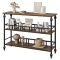 Console Table 43, 3-Tier Industrial Entryway Table, Narrow Entrance Sofa Table with Shelves