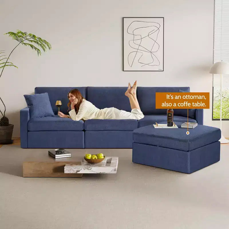 Canapé modulaire Dyonery 113, canapé convertible moderne en forme de L pour salon, ensemble de canapé 4 places