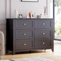 Black 6 Drawer Dresser for Bedroom, Large Modern Wooden Double Chests of Drawers with Deep Drawers & Metal Knobs for Kids Bedroom, Entryway, Hallway