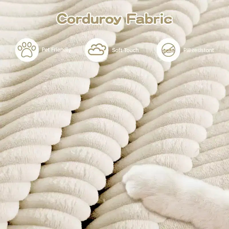 Canapé modulaire surdimensionné Cloud 130, velours côtelé premium 3 places. Accoudoirs extra-épais, coussin haute résilience