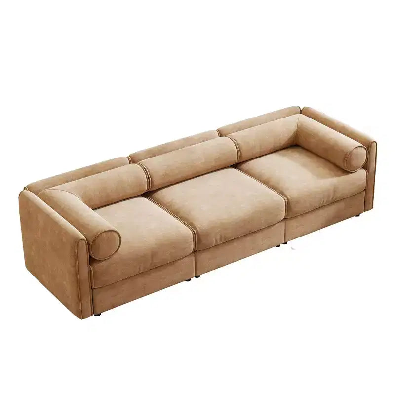 Élégant canapé blanc en chenille avec assise de rangement, dossier et accoudoirs cylindriques