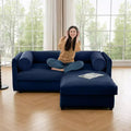 Canapé 2 places blanc élégant en chenille avec pouf de rangement, dossier et accoudoirs cylindriques