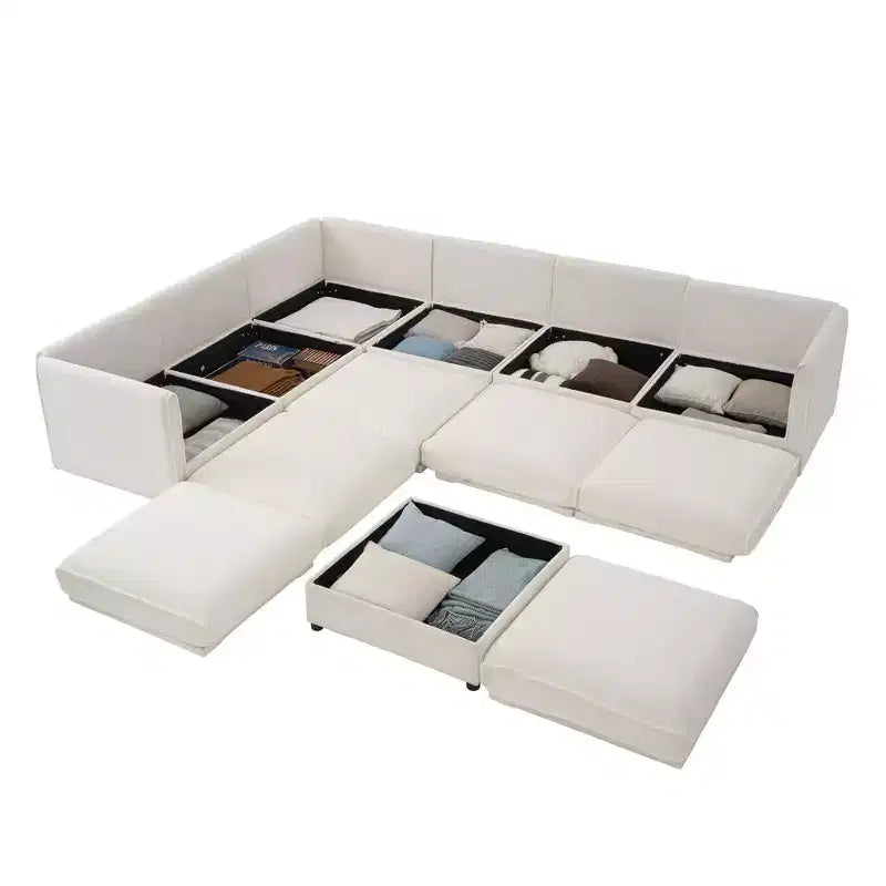 Grand canapé modulable avec rangement Canapé d'angle en chenille pour salon