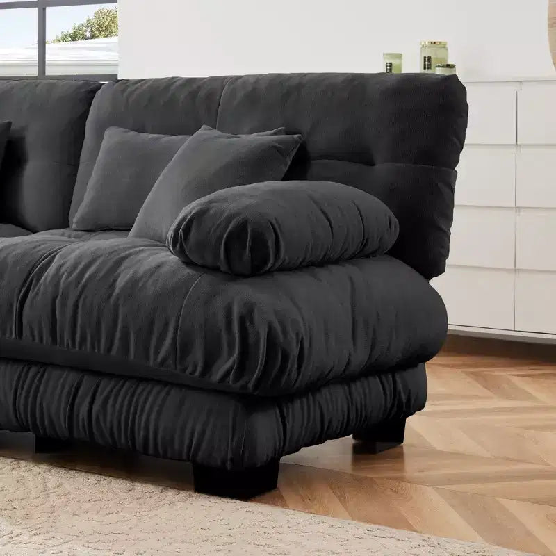 Canapé modulaire 4 places en tissu chenille, rembourré, confortable, couleur café clair, pour salon