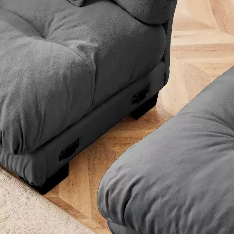 Canapé modulaire 4 places en tissu chenille, rembourré, confortable, couleur café clair, pour salon