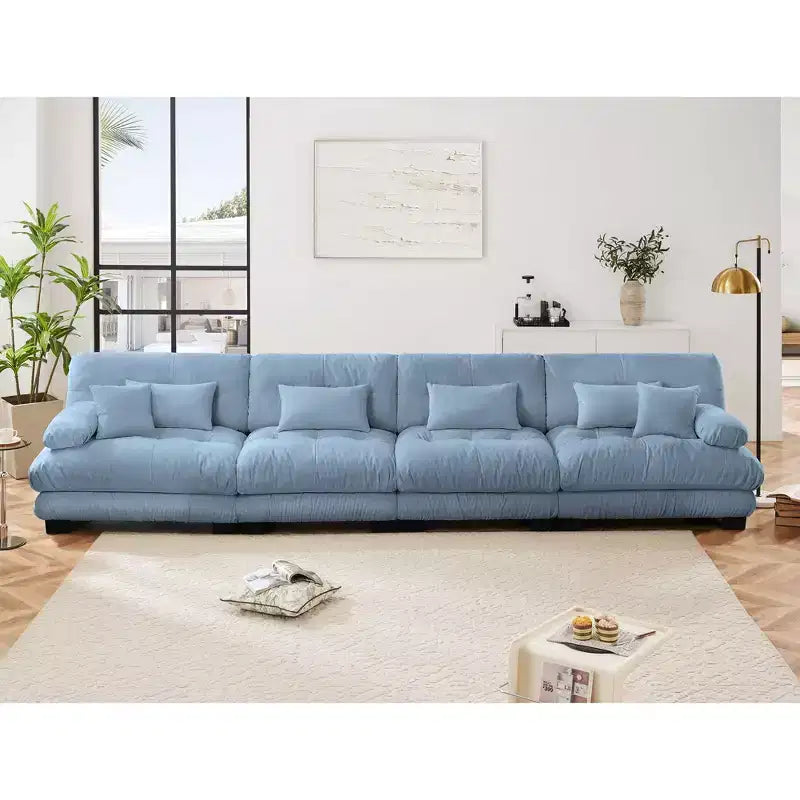 Canapé modulaire 4 places en tissu chenille, rembourré, confortable, couleur café clair, pour salon