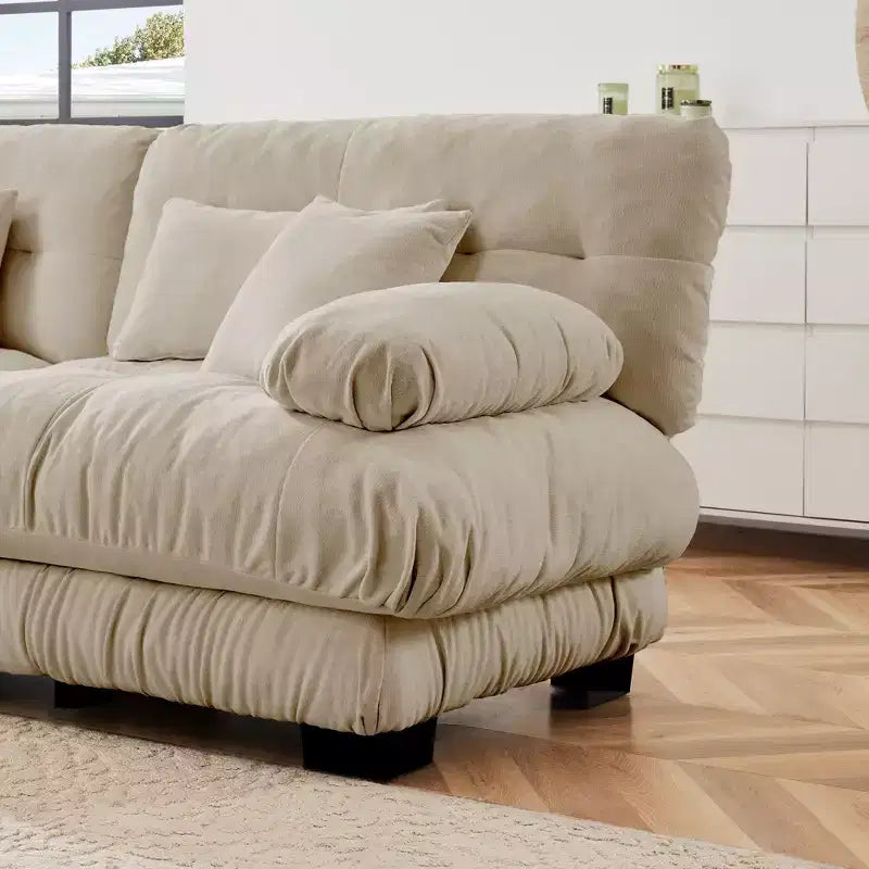 Canapé modulaire 4 places en tissu chenille, rembourré, confortable, couleur café clair, pour salon