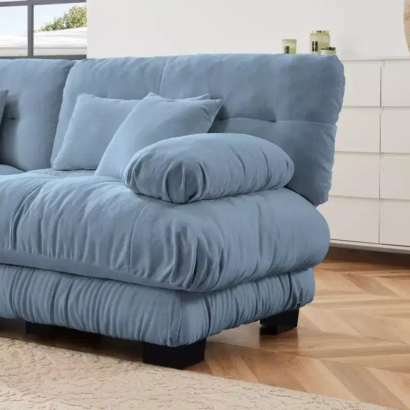 Canapé modulaire 4 places en tissu chenille, rembourré, confortable, couleur café clair, pour salon