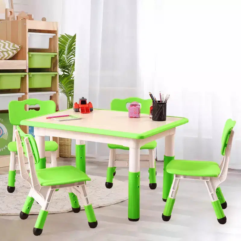 Ensemble de 5 pièces de table et chaises pour tout-petits, ensemble de 4 tables et chaises pour enfants réglables en hauteur, table pour tout-petits pour la lecture, le dessin, les repas, pour les enfants de plus de 3 ans